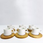 Сет од 6 филџани со бамбусни тацни