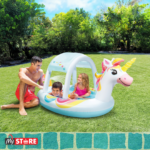 Intex - Базен Еднорог со распрскувач и подвижен покрив