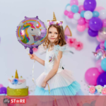 Виолетов Еднорог фолија балон 1+1 гратис