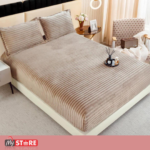 Двоен плишан ребраст чаршаф со ластик