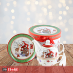 Бел Новогодишен чај сет за едно лице