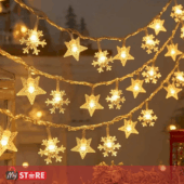 LED сијалички во форма на снегулки и ѕвезди