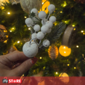 Декоративно гранче со снежно-бели топчиња